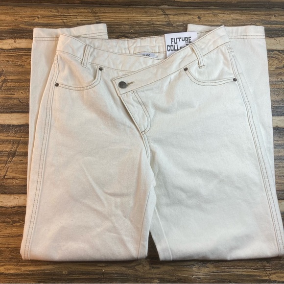 Future Collective Kahlana Barfield Brown mid rise jeans size 0 - Picture 1 of 7